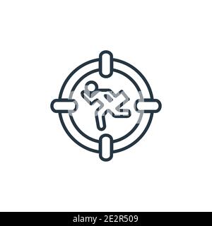 Businessman inside a ball outline vector icon. Thin line black businessman inside a ball icon, flat vector simple element illustration from editable b Stock Vector