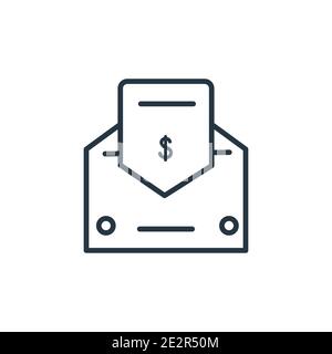 Envelope with money inside outline vector icon. Thin line black envelope with money inside icon, flat vector simple element illustration from editable Stock Vector