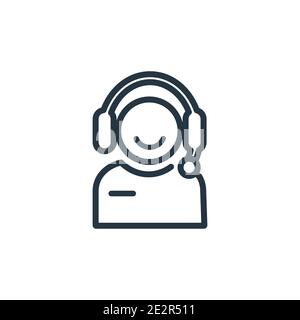 Customer support outline vector icon. Thin line black customer support icon, flat vector simple element illustration from editable packing and deliver Stock Vector