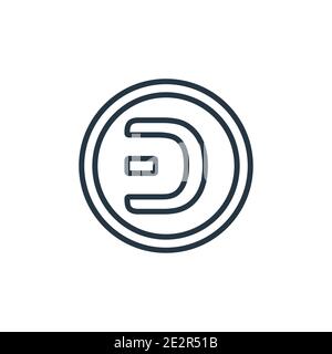 Dash outline vector icon. Thin line black dash icon, flat vector simple element illustration from editable cryptocurrency concept isolated on white ba Stock Vector