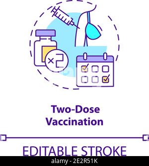Two dose vaccination concept icon Stock Vector