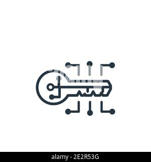 Digital key outline vector icon. Thin line black digital key icon, flat vector simple element illustration from editable cryptocurrency concept isolat Stock Vector