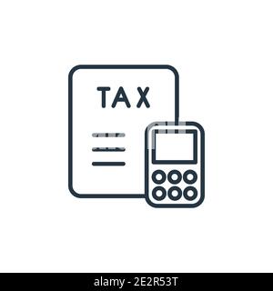 Tax calculate outline vector icon. Thin line black tax calculate icon, flat vector simple element illustration from editable business concept isolated Stock Vector