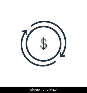 Dollar reload outline vector icon. Thin line black dollar reload icon, flat vector simple element illustration from editable economyandfinance concept Stock Vector