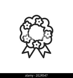 Funeral wreath color line icon. Isolated vector element. Stock Vector