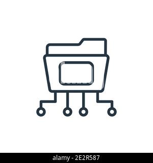 Folder connected circuit outline vector icon. Thin line black folder connected circuit icon, flat vector simple element illustration from editable com Stock Vector