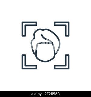 Face recognition outline vector icon. Thin line black face recognition icon, flat vector simple element illustration from editable artificial intelleg Stock Vector