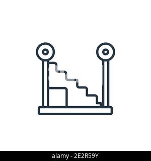 Stairs with handle outline vector icon. Thin line black stairs with handle icon, flat vector simple element illustration from editable construction co Stock Vector
