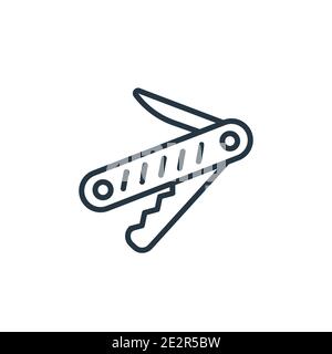 Jackknife outline vector icon. Thin line black jackknife icon, flat vector simple element illustration from editable construction and tools concept is Stock Vector
