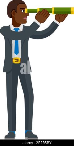 Telescope Spyglass Character Business Concept Stock Vector