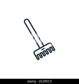 Gardening rake outline vector icon. Thin line black gardening rake icon, flat vector simple element illustration from editable tools concept isolated Stock Vector