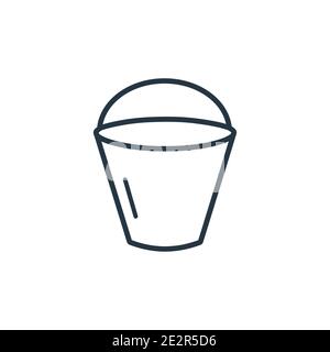 Bucket outline vector icon. Thin line black bucket icon, flat vector simple element illustration from editable construction tools concept isolated str Stock Vector
