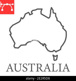 Map of Australia line icon, country and geography, australia map sign vector graphics, editable stroke linear icon, eps 10. Stock Vector