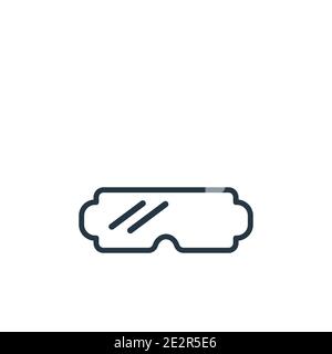 Safety glasses outline vector icon. Thin line black safety glasses icon, flat vector simple element illustration from editable construction concept is Stock Vector