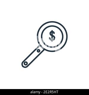 Money finder outline vector icon. Thin line black money finder icon, flat vector simple element illustration from editable business concept isolated s Stock Vector