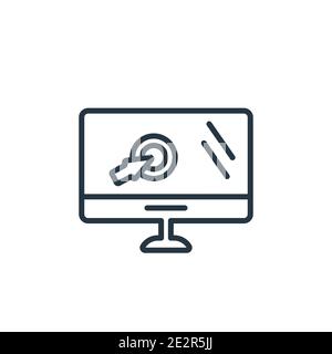 Monitor with mouse cursor outline vector icon. Thin line black monitor with mouse cursor icon, flat vector simple element illustration from editable c Stock Vector