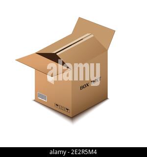 corton box, postal packing, box on white background, vector illustration Stock Vector