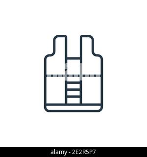 Bulletproof vest outline vector icon. Thin line black bulletproof vest icon, flat vector simple element illustration from editable army concept isolat Stock Vector