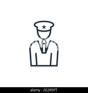 Officer outline vector icon. Thin line black officer icon, flat vector simple element illustration from editable army concept isolated on white backgr Stock Vector
