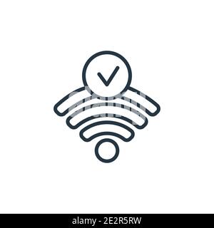 Wi fi sign outline vector icon. Thin line black wi fi sign icon, flat vector simple element illustration from editable computer concept isolated on wh Stock Vector