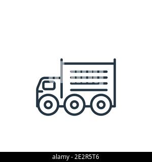 Truck with freight outline vector icon. Thin line black truck with freight icon, flat vector simple element illustration from editable construction co Stock Vector