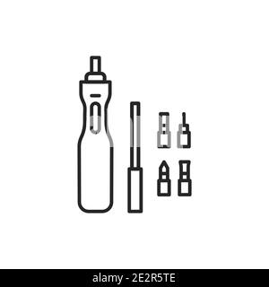 Electric screwdriver color line icon. Pictogram for web page, mobile app, promo. Stock Vector
