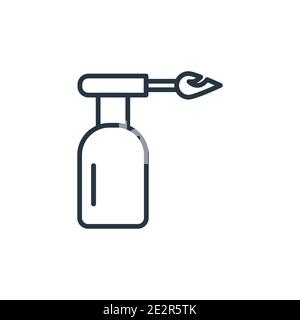 Blowtorch outline vector icon. Thin line black blowtorch icon, flat vector simple element illustration from editable construction concept isolated str Stock Vector