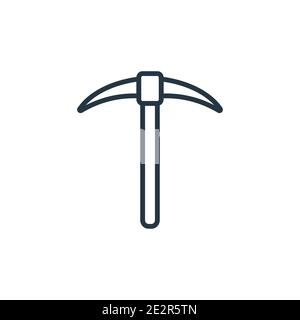 Pick axe outline vector icon. Thin line black pick axe icon, flat vector simple element illustration from editable construction concept isolated on wh Stock Vector