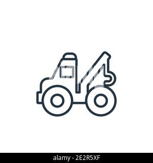 Tow truck outline vector icon. Thin line black tow truck icon, flat vector simple element illustration from editable construction concept isolated str Stock Vector