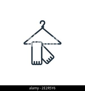 Scarf on hanger outline vector icon. Thin line black scarf on hanger icon, flat vector simple element illustration from editable clothes concept isola Stock Vector