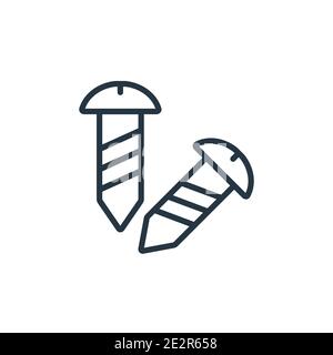 Screws outline vector icon. Thin line black screws icon, flat vector simple element illustration from editable construction concept isolated on white Stock Vector