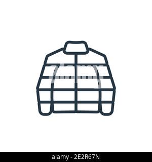 Puffer jacket outline vector icon. Thin line black puffer jacket icon, flat vector simple element illustration from editable clothes concept isolated Stock Vector