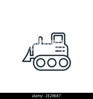 Bulldozer outline vector icon. Thin line black bulldozer icon, flat vector simple element illustration from editable construction concept isolated str Stock Vector