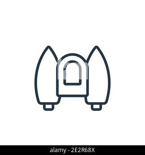 Jet pack outline vector icon. Thin line black jet pack icon, flat vector simple element illustration from editable astronomy concept isolated on white Stock Vector