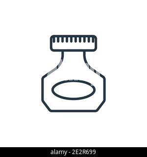 Ink bottle outline vector icon. Thin line black ink bottle icon, flat vector simple element illustration from editable communications concept isolated Stock Vector