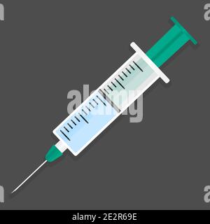 drawn up syringe with vaccine shot or other medicine vector illustration Stock Vector