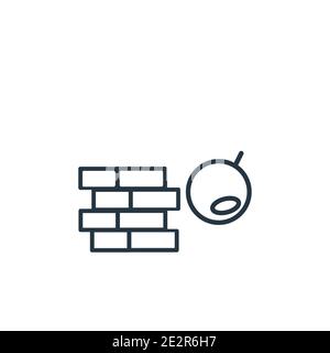 Demolition outline vector icon. Thin line black demolition icon, flat vector simple element illustration from editable construction concept isolated s Stock Vector