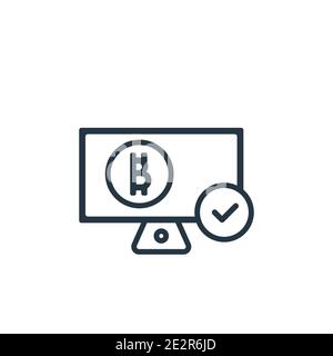 Bitcoin accepted outline vector icon. Thin line black bitcoin accepted icon, flat vector simple element illustration from editable cryptocurrency conc Stock Vector