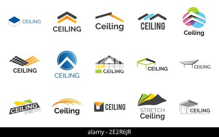 Vector set of ceiling logos and stretch ceilings Stock Vector