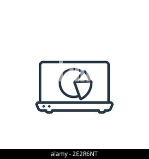 laptop pie chart on screen icon on white background. Simple element ...