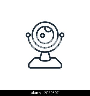 Round webcam outline vector icon. Thin line black round webcam icon, flat vector simple element illustration from editable computer concept isolated o Stock Vector