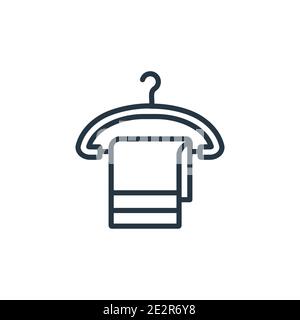 Wiping towel on a hanger outline vector icon. Thin line black wiping towel on a hanger icon, flat vector simple element illustration from editable cle Stock Vector