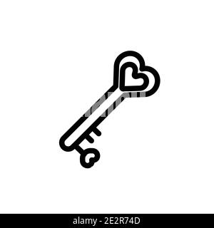 Love key outline vector icon. Thin line black love key icon, flat vector simple element illustration from editable weddingandlove concept isolated on Stock Vector