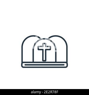 Cemetery outline vector icon. Thin line black cemetery icon, flat vector simple element illustration from editable cultures concept isolated stroke on Stock Vector