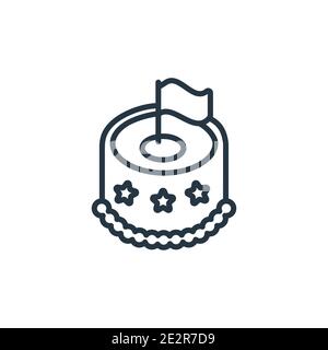 Cake with a flag outline vector icon. Thin line black cake with a flag icon, flat vector simple element illustration from editable culture concept iso Stock Vector