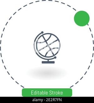 classroom globe vector icon editable stroke outline icons for web and mobile Stock Vector