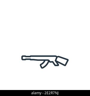 Ak 47 outline vector icon. Thin line black ak 47 icon, flat vector simple element illustration from editable army concept isolated on white background Stock Vector