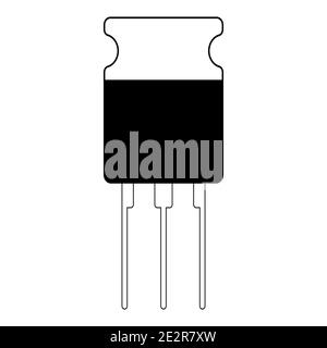 transistor semiconductor element icon, vector electronic component transistor Stock Vector