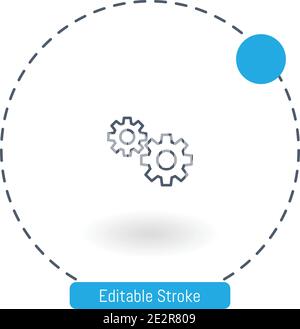 two big gears vector icon editable stroke outline icons for web and mobile Stock Vector