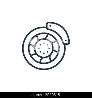 Car disc brake outline vector icon. Thin line black car disc brake icon, flat vector simple element illustration from editable car parts concept isola Stock Vector